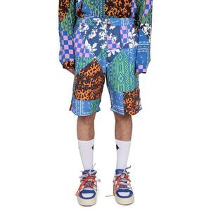MARCELO BURLON Patchwork Print Casual Shorts Men BLUE Pants